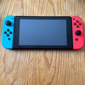 Nintendo switch original neon blue & red w/ super smash bros